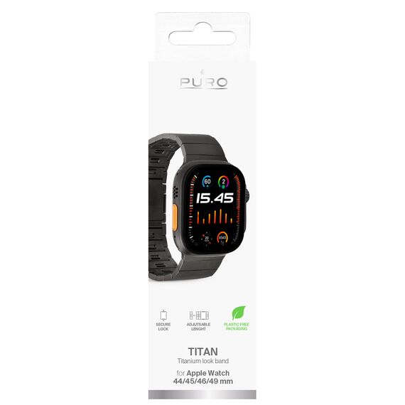 Puro TITAN Stainless Steel Apple Watch Band 42/44/45/49mm - Black | Techbox
