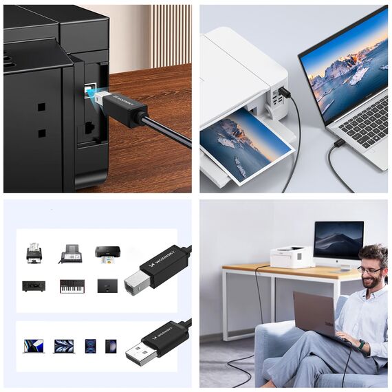 Wozinsky WKDDY4S USB-B - USB-A 480Mb/s Cable 1m - Black - Cables & Adapters - Cables & Accessories - Techbox
