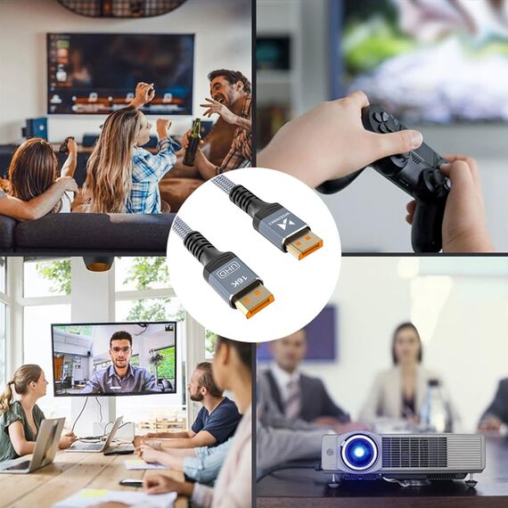 Wozinsky WPS-16AYL3S DisplayPort 2.1 Cable VESA Certified 80 Gb/s 16K@60Hz 8K@120Hz 4K@240Hz HDR HDCP DSC 3m - Black | Techbox