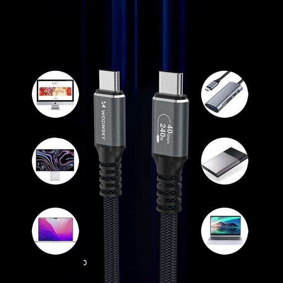 Wozinsky WPS-UY41S USB-C Thunderbolt 4 Cable 240W 1m 4K - Black