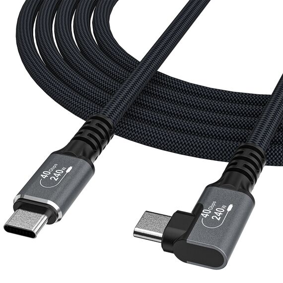 Wozinsky WPS2-UY41S USB-C Thunderbolt 4 240W Angled Cable 2m - Black - Cables & Adapters - Cables & Accessories - Techbox