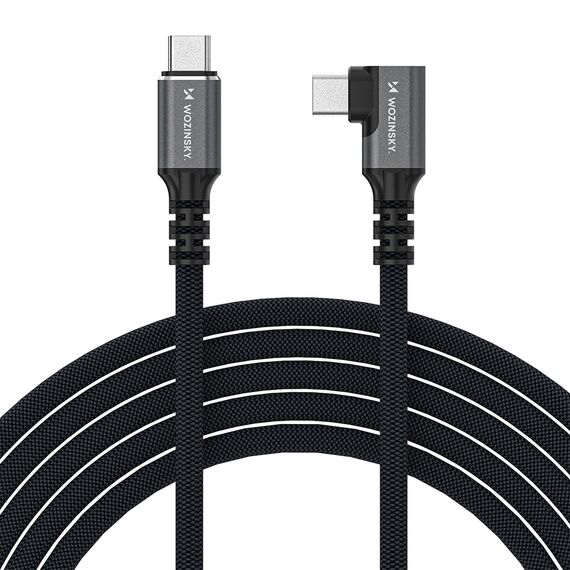 Wozinsky WPS2-UY41S USB-C Thunderbolt 4 240W Angled Cable 2m - Black - Cables & Adapters - Cables & Accessories - Techbox