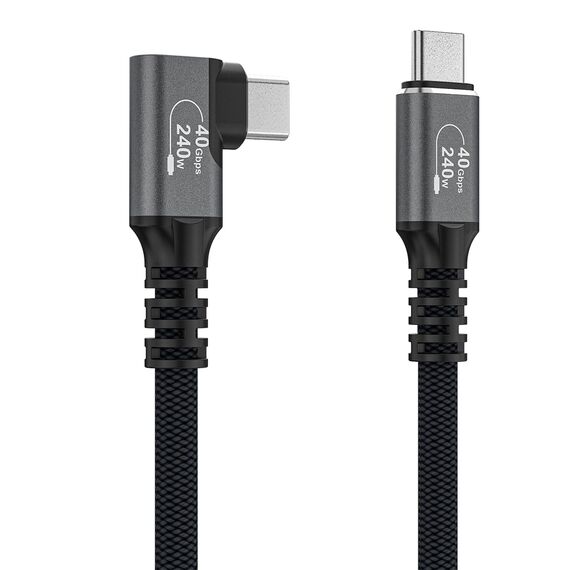 Wozinsky WPS2-UY41S USB-C Thunderbolt 4 240W Angled Cable 2m - Black - Cables & Adapters - Cables & Accessories - Techbox