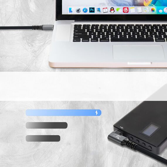 Wozinsky WPS2-UY41S USB-C Thunderbolt 4 240W Angled Cable 2m - Black - Cables & Adapters - Cables & Accessories - Techbox