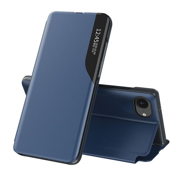 Eco Leather View Case elegant case with flap and stand for iPhone 16e - blue | Techbox