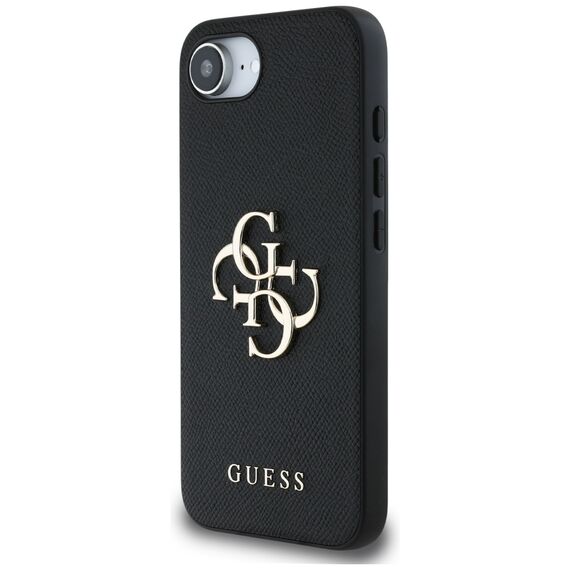 Guess PU Grained 4G Metal Logo case for iPhone 16e - black | Techbox