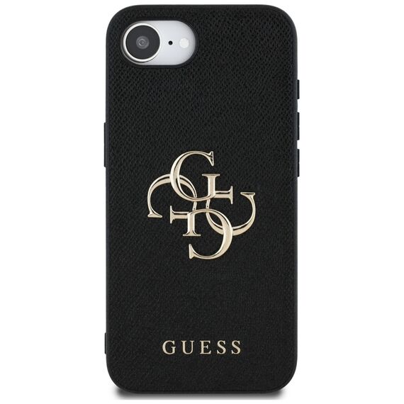 Guess PU Grained 4G Metal Logo case for iPhone 16e - black | Techbox