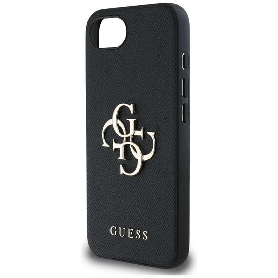Guess PU Grained 4G Metal Logo case for iPhone 16e - black | Techbox