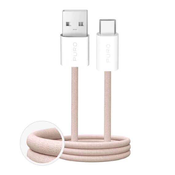 Puro Fabrik 10W Braided Cable USB-A - USB-C 1.5m - Beige - Cables & Adapters - Cables & Accessories - Techbox