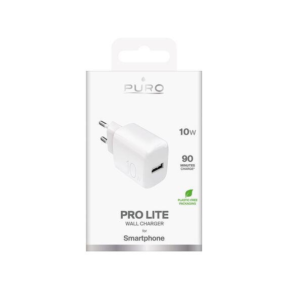 Puro PROLITE 10W USB-A Wall Charger - White - Travel Chargers - Smartphone Chargers - Techbox