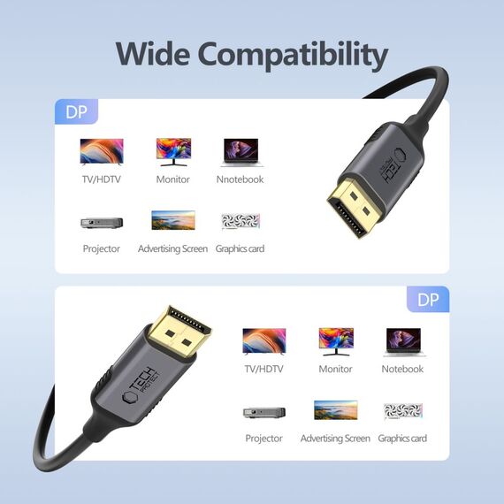 Tech-Protect UltraBoost DisplayPort to DisplayPort 1.4 4K 60Hz Cable 2m - Black | Techbox