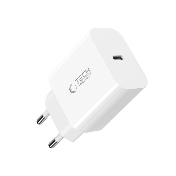 Tech-Protect NC20W PD20W USB-C wall charger with USB-C cable - white - Cables & Adapters - Cables & Accessories - Techbox