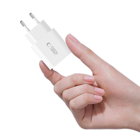 Tech-Protect NC20W PD20W USB-C wall charger with USB-C cable - white - Cables & Adapters - Cables & Accessories - Techbox