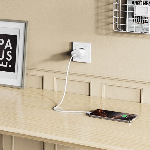 Tech-Protect NC20W PD20W USB-C wall charger with USB-C cable - white - Cables & Adapters - Cables & Accessories - Techbox
