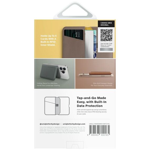 Uniq Lyden DS RFID Magnetic Wallet with Phone Stand - Gray | Techbox