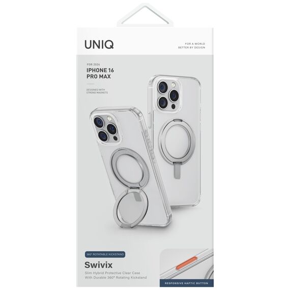 Uniq Swivix 360 Rotating Kickstand Case for iPhone 16 Pro Max - Transparent | Techbox