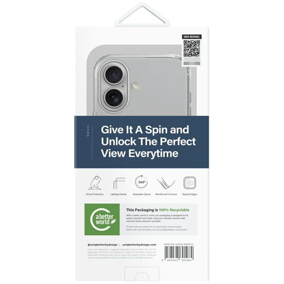 Uniq Swivix 360 Rotating Kickstand Case for iPhone 16 - Transparent - Apple Cases - Cases - Techbox