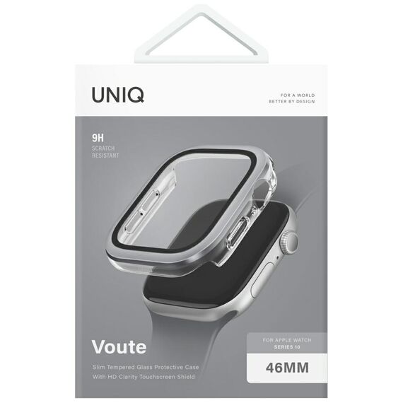 Uniq Voute tempered glass case for Apple Watch 10 46 mm - silver | Techbox