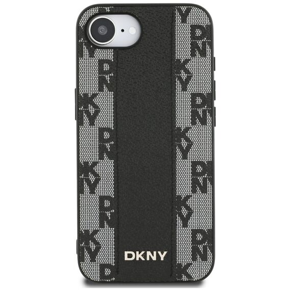 DKNY Leather Checkered Mono Pattern MagSafe iPhone 16e Case - Black - Apple Cases - Cases - Techbox