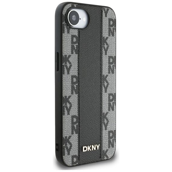 DKNY Leather Checkered Mono Pattern MagSafe iPhone 16e Case - Black - Apple Cases - Cases - Techbox