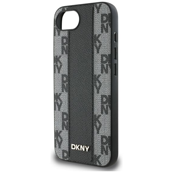 DKNY Leather Checkered Mono Pattern MagSafe iPhone 16e Case - Black - Apple Cases - Cases - Techbox
