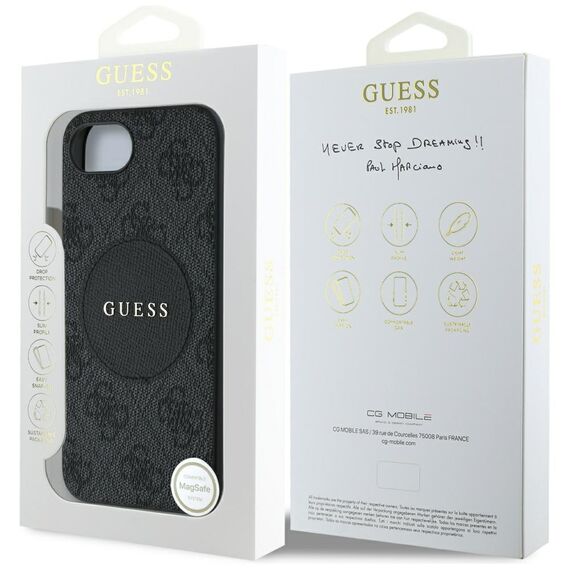 Guess 4G Circle Classic Logo MagSafe case for iPhone 16e - black | Techbox