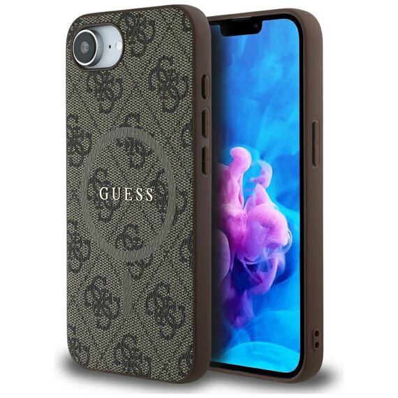 Guess 4G Ring Classic Logo MagSafe iPhone 16e Case - Brown | Techbox