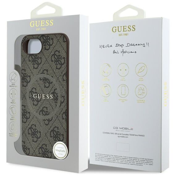 Guess 4G Ring Classic Logo MagSafe iPhone 16e Case - Brown | Techbox