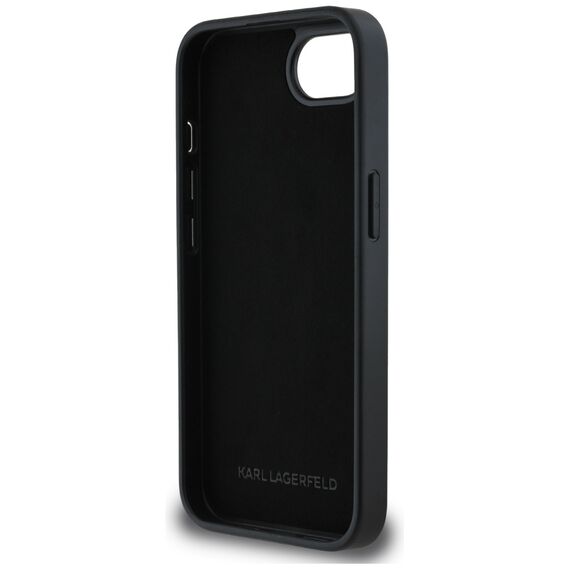 Karl Lagerfeld Fixed Glitter Karl&amp;Choupette Heads Metal Pin iPhone 16e Case - Black | Techbox