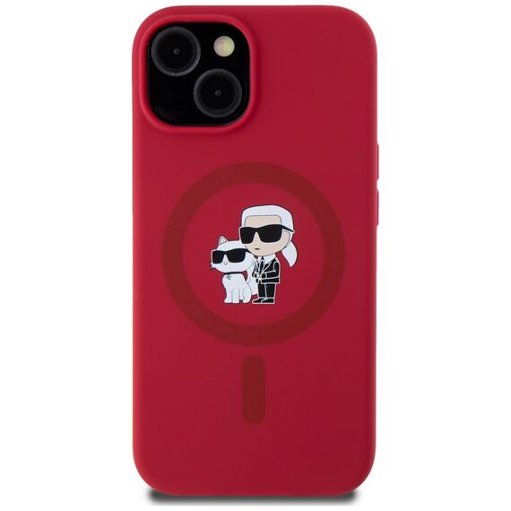 Karl Lagerfeld Silicone Karl&amp;Choupette Heads Ring MagSafe iPhone 15 Case - Red - Uncategorized Cases (2) - Cases - Techbox