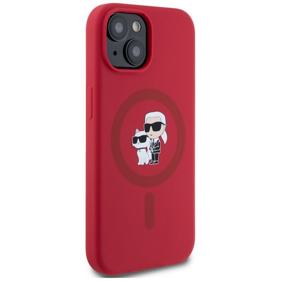 Karl Lagerfeld Silicone Karl&amp;Choupette Heads Ring MagSafe iPhone 15 Case - Red - Uncategorized Cases (2) - Cases - Techbox