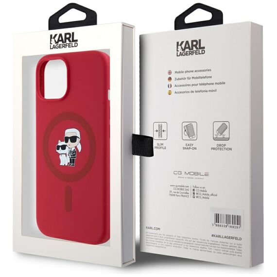 Karl Lagerfeld Silicone Karl&amp;Choupette Heads Ring MagSafe iPhone 15 Case - Red - Uncategorized Cases (2) - Cases - Techbox