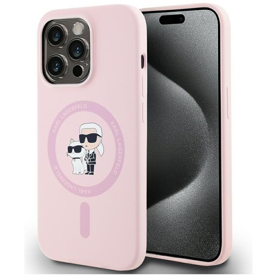 Karl Lagerfeld Silicone Karl&amp;Choupette MagSafe Case for iPhone 14 Pro Max - Pink - Uncategorized Cases (2) - Cases - Techbox