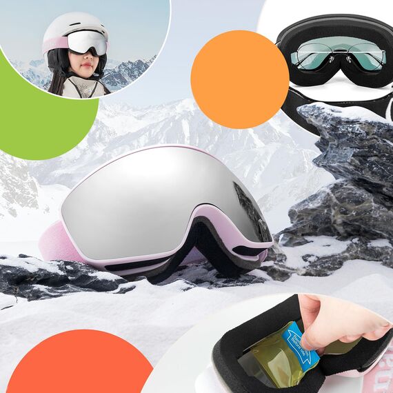 Qunature Pink Children's skiing goggles (medium/large children's version) | Techbox