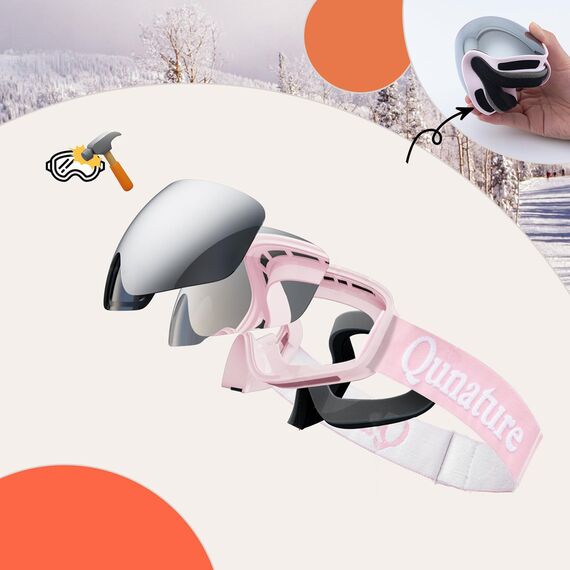 Qunature Pink Children's skiing goggles (medium/large children's version) | Techbox