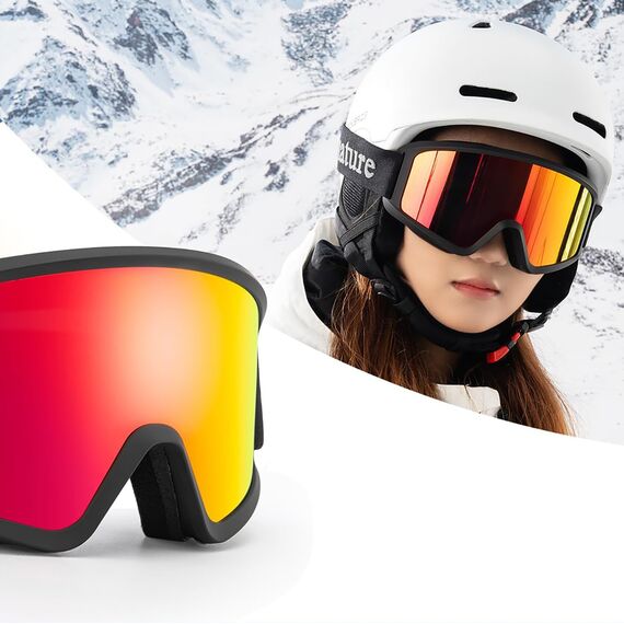 Qunature White Ski Goggles for Adults - Black | Techbox