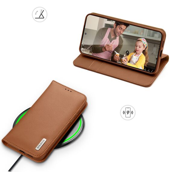 Dux Ducis Hivo Samsung Galaxy S25 Edge Case with Flip and RFID Protection - Brown | Techbox