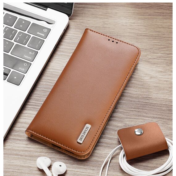 Dux Ducis Hivo Samsung Galaxy S25 Edge Case with Flip and RFID Protection - Brown | Techbox