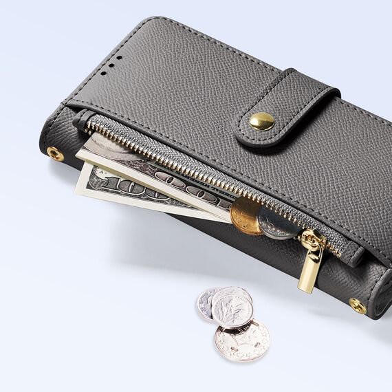 Dux Ducis Lawa iPhone 16 Pro Leather Case with Detachable Magnetic Wallet - Gray - Apple Cases - Cases - Techbox