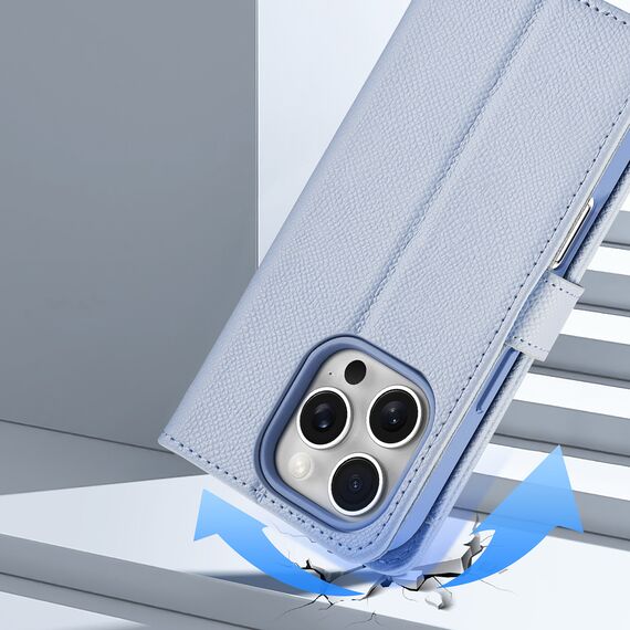 Dux Ducis Lawa Leather Case for iPhone 16 Pro Max with Detachable Magnetic Wallet - Blue - Apple Cases - Cases - Techbox