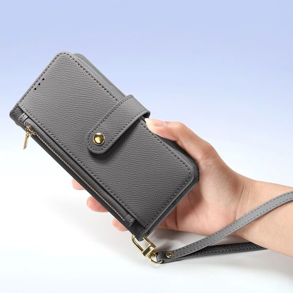 Dux Ducis Lawa Leather Case for iPhone 16 Pro Max with Detachable Magnetic Wallet - Gray | Techbox