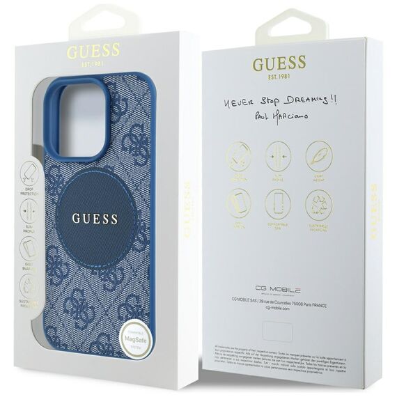 Guess 4G Circle Classic Logo MagSafe case for iPhone 16 Pro Max - blue | Techbox