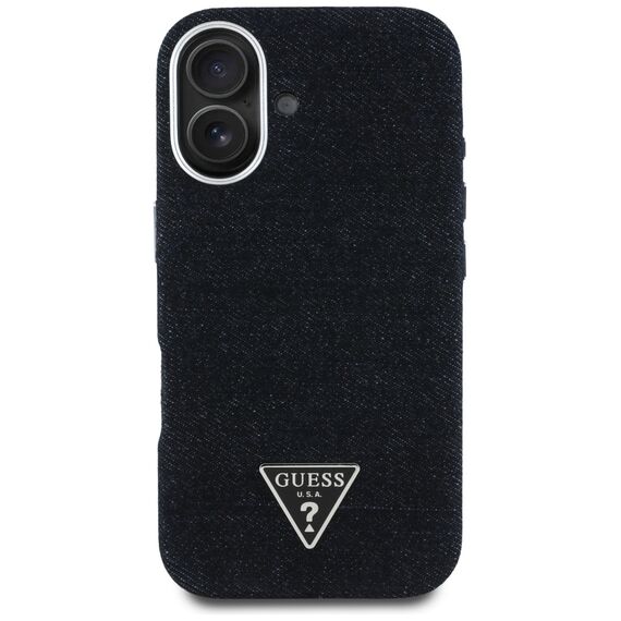 Guess Denim Triangle Logo MagSafe case for iPhone 16 - black | Techbox