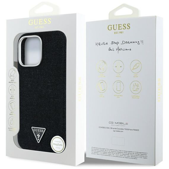 Guess Denim Triangle Logo MagSafe case for iPhone 16 Pro - black - Apple Cases - Cases - Techbox