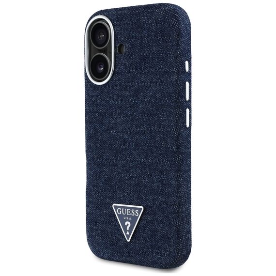 Guess Denim Triangle Logo MagSafe iPhone 16 Case - Blue | Techbox