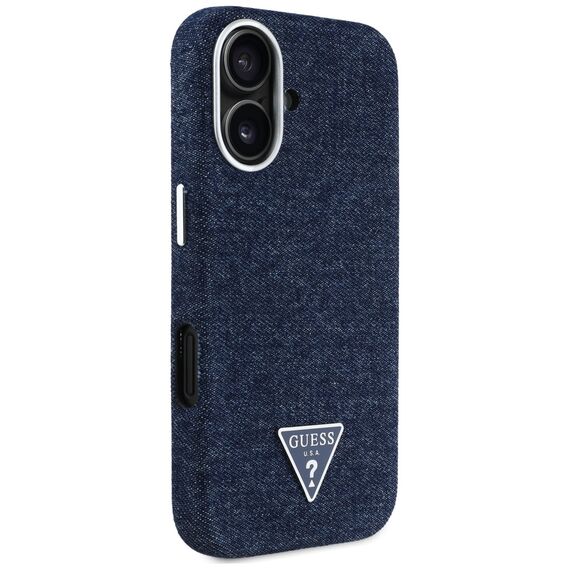 Guess Denim Triangle Logo MagSafe iPhone 16 Case - Blue | Techbox
