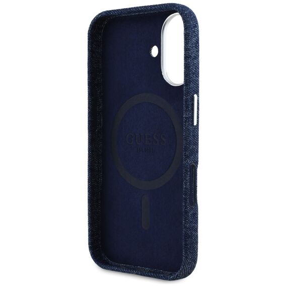 Guess Denim Triangle Logo MagSafe iPhone 16 Case - Blue | Techbox