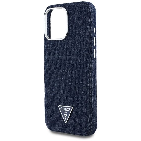 Guess Denim Triangle Logo MagSafe iPhone 16 Pro Case - Blue - Apple Cases - Cases - Techbox