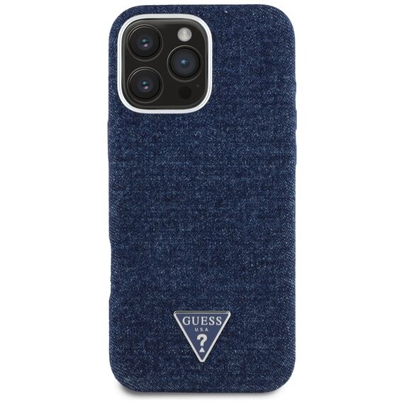 Guess Denim Triangle Logo MagSafe iPhone 16 Pro Max Case - Blue | Techbox