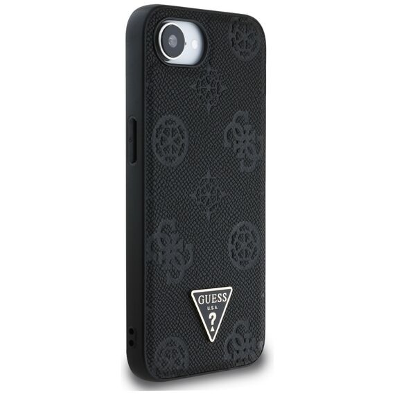 Guess Grained Hot Stamp Peony Triangle Logo MagSafe Case for iPhone 16e - Black | Techbox